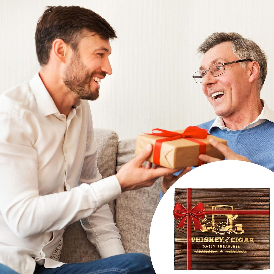 Daily Treasures Whiskey Steine Geschenkset mit hölzernem Aschenbecher&Schneider,Whiskey Gläser Set v