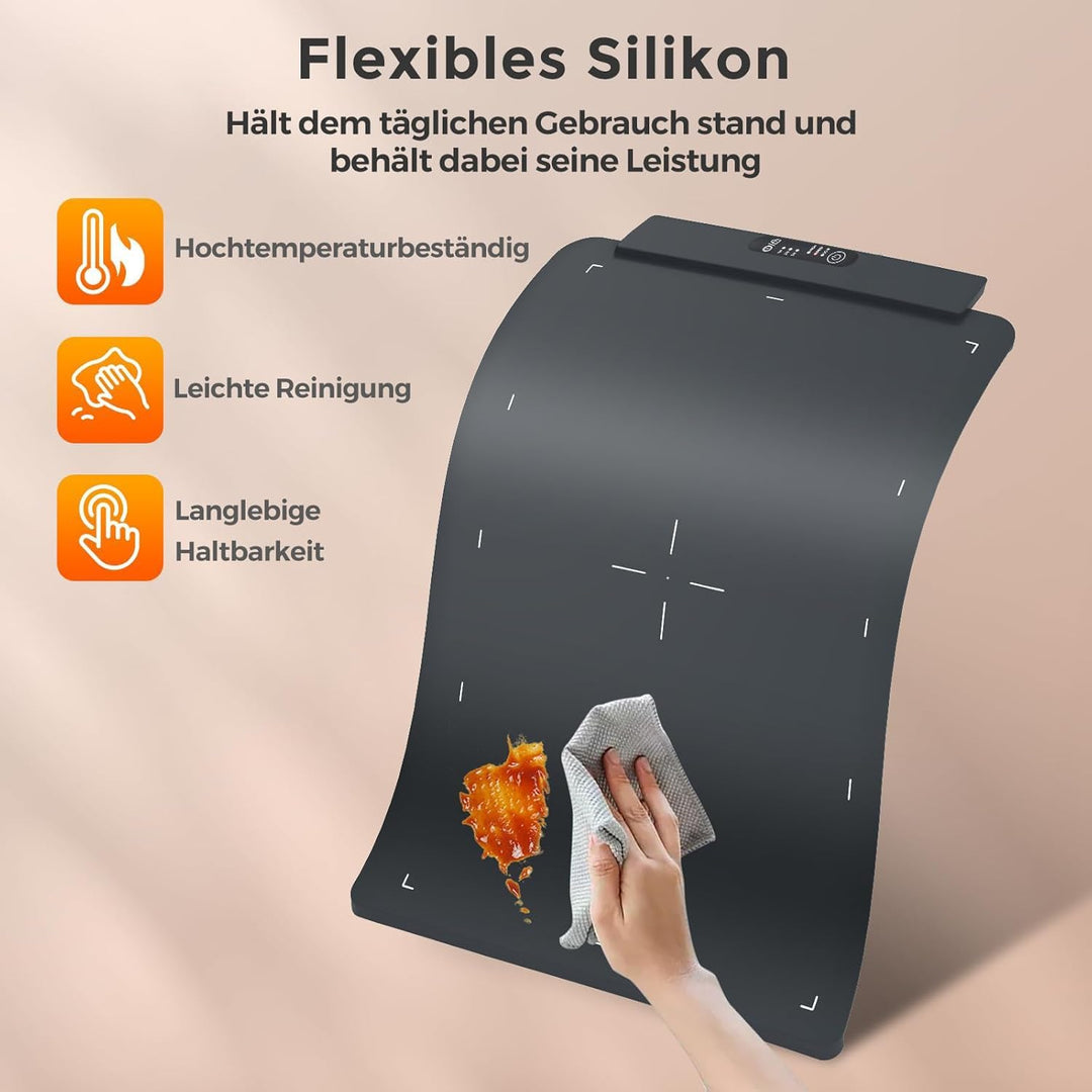 GOPLUS Warmhalteplatte Elektrisch, Silikon Warmhaltematte, rollbarer Speisenheizplatte mit Einstellb