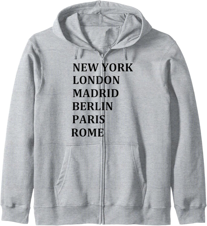 Europäische Städte New York London Madrid Berlin Paris Rome Kapuzenjacke