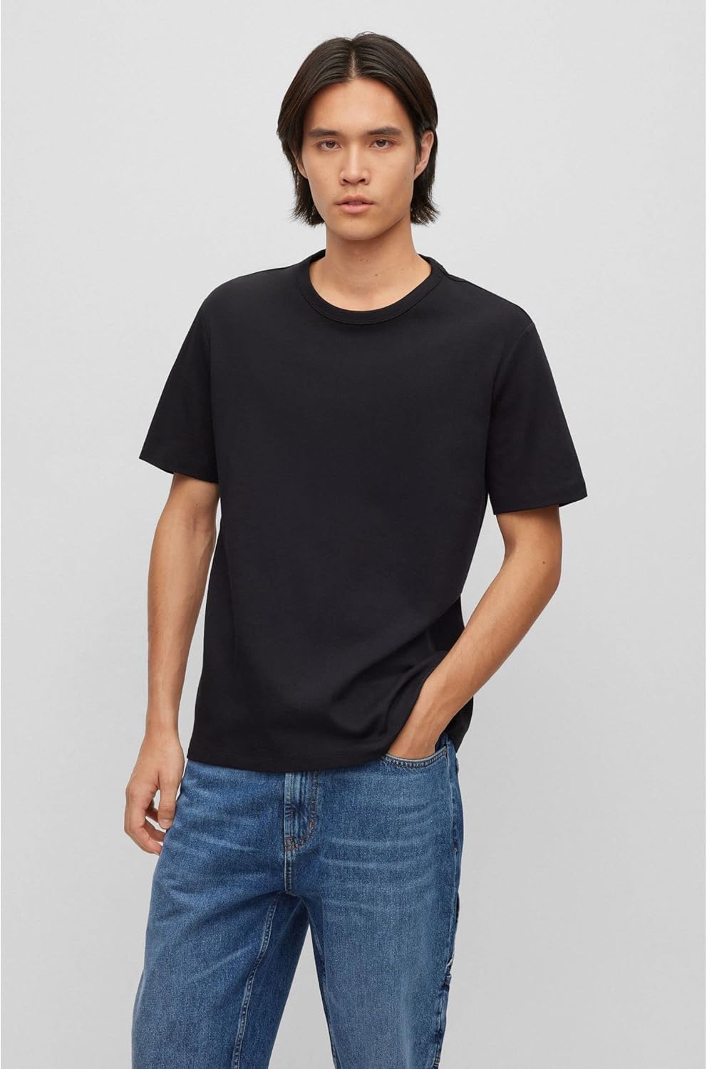 HUGO Herren Dozy Regular-Fit T-Shirt aus Pima-Baumwolle mit Kontrast-Logo XS Black1, XS Black1