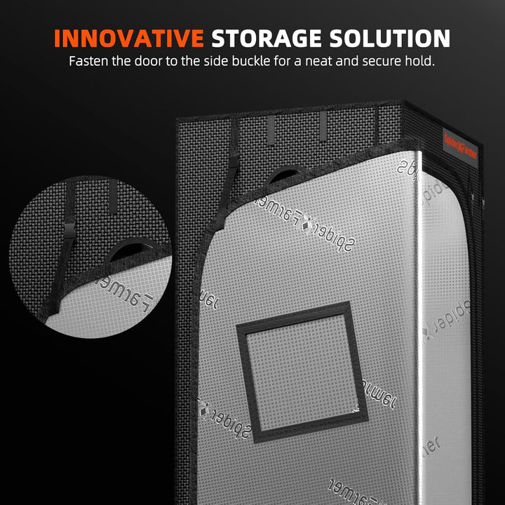 Spider Farmer Professionelles Growzelt, ca. 60 x 60 x 183 cm, mit Sichtfenster und Bodenschale, 1680