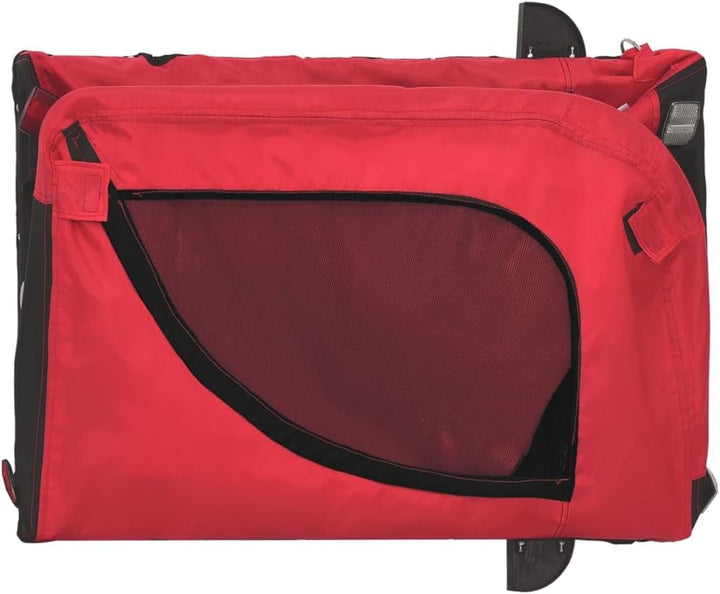 vidaXL Fahrradanhänger Hunde Orange und Schwarz Oxford-Gewebe & Eisen Rot 124 x 65 x 66 cm, Rot 124