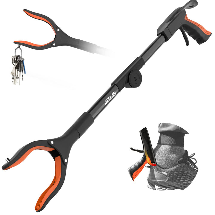 Jellas Faltbare Greifer, 0°- 180° abgewinkelter Arm, 360° drehbarer Kopf, 80cm Langer Greif-Werkzeug