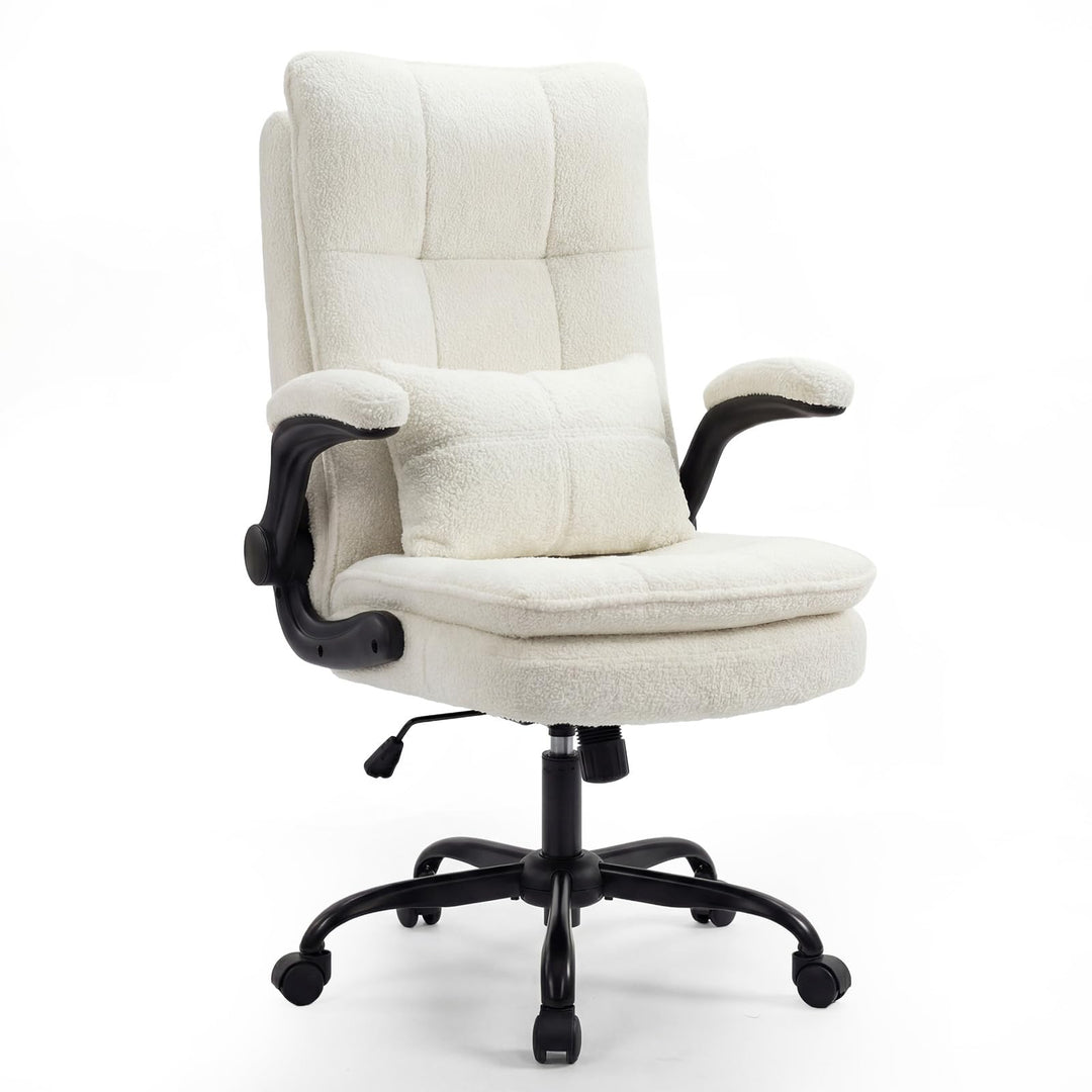 Bürostuhl Ergonomisch [TESTSIEGER] Schreibtischstuhl | Teddy-Stoff & Hohe Rückenlehne | Höhenverstel