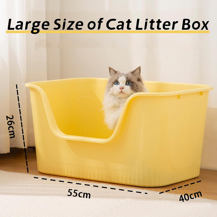 Vealind Offen Katzenklo XL, Katzentoilette Hoher Rand, 55x40x26cm Gross Katzenklo, katzentoiletten E