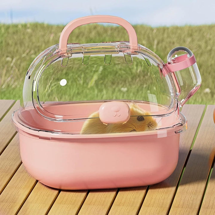 Hamster Transportbox mit Wasserflasche, Tragbarer Hamster mit bequemer Griff, 20 L x 18 B x 19 H cm,