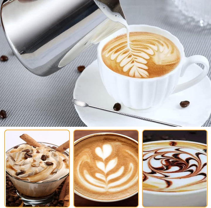 2 Stück Milchkännchen Edelstahl, Milchkanne Edelstahl 350ml & 600ml, Milchaufschäumer Kanne, Milchkä