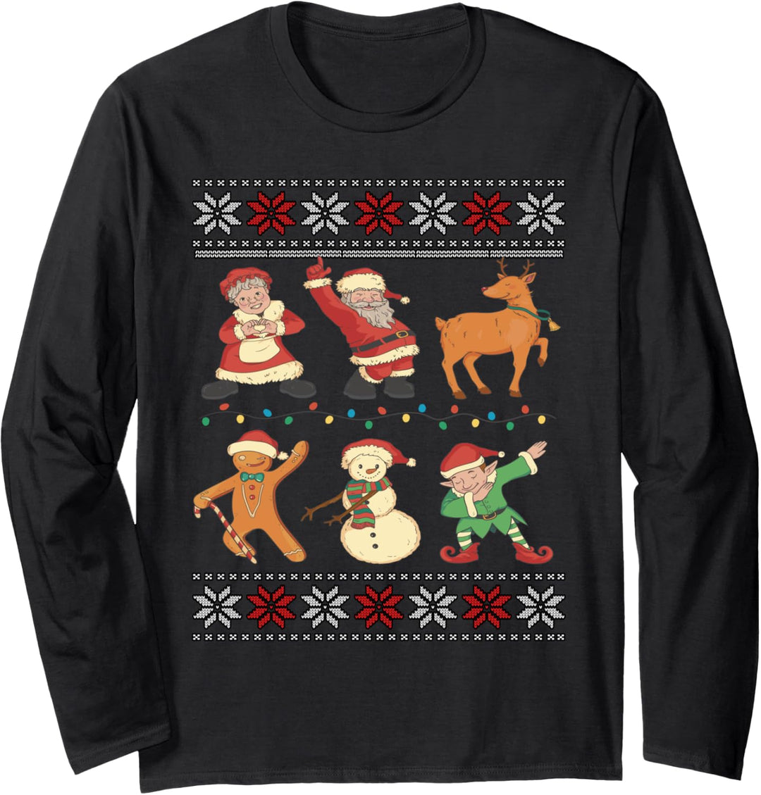 Dab Santa Elf Rentier Schneemann Xmas Weihnachten Langarmshirt
