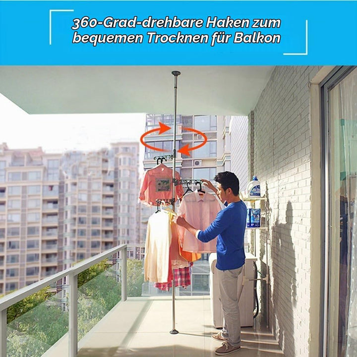 BAOYOUNI 4-Tier Stehend Wäscheständer kleiderständer Teleskopstange Kleiderbügel Organizer Boden bis
