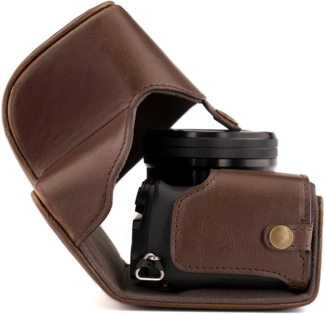 MegaGear Sony Alpha A6300, A6000 (16-50 mm) Ever Ready Leder Kamera-Case mit Trageriemen und Batteri