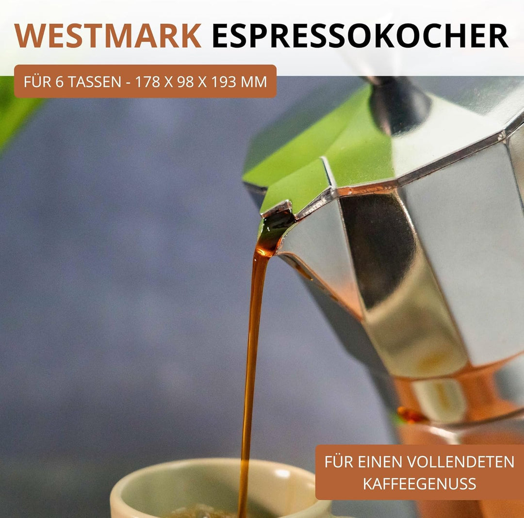 Westmark Espressokocher Brasilia, 1 Stk – Klassischer Kaffeekocher für 6 Tassen – Robuster Kaffeeber