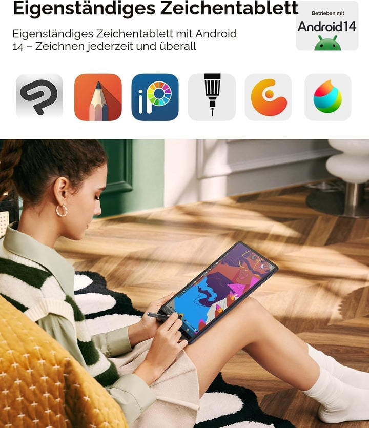 XPPen Grafiktablett, freistehend, Grafiktablett mit 12 Zoll (30,5 cm), Auflösung 2K, Farbbereich 77%