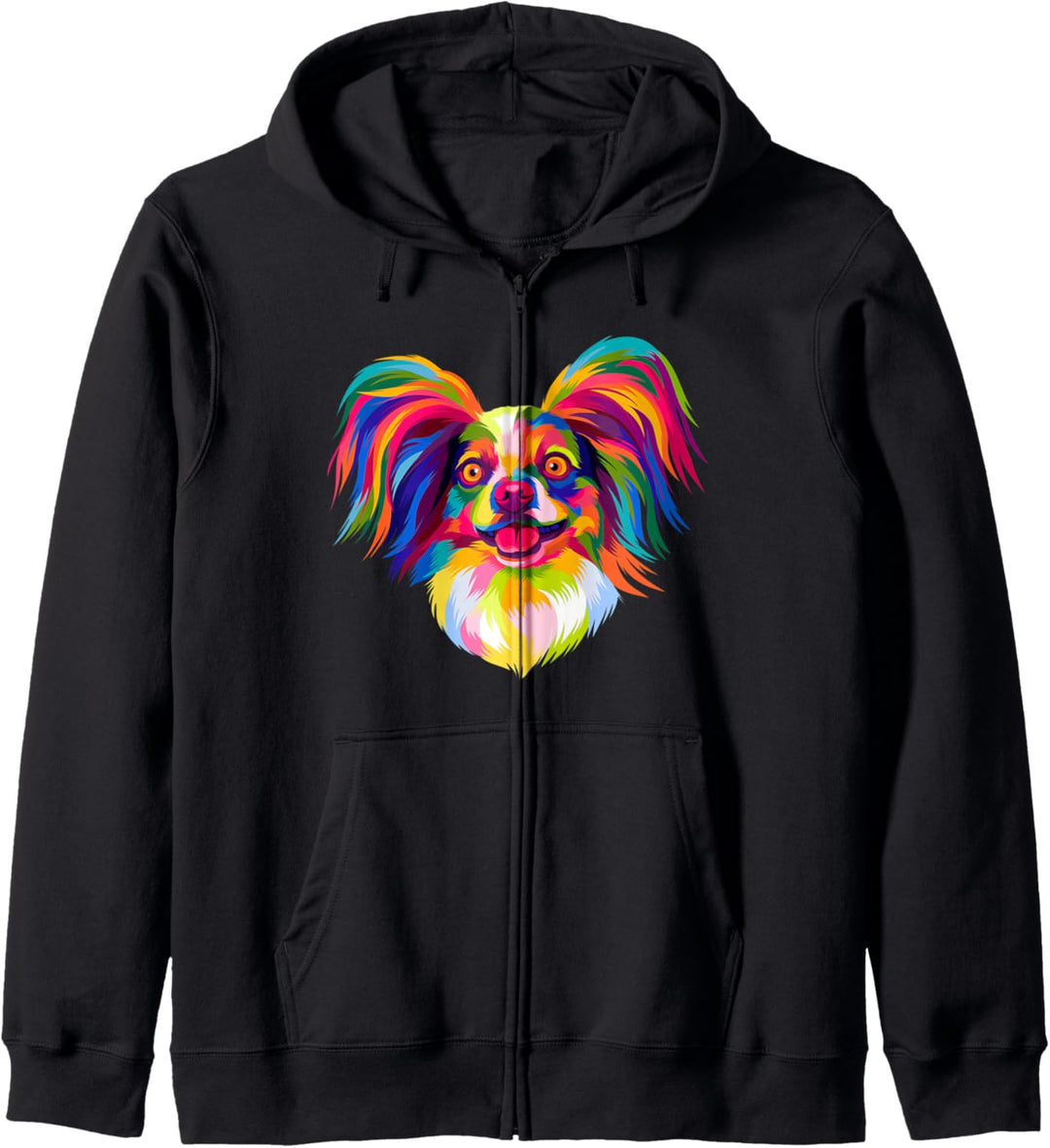 Pop Art Zwergspaniel Hund Frauen Männer Kinder Papillon Kapuzenjacke