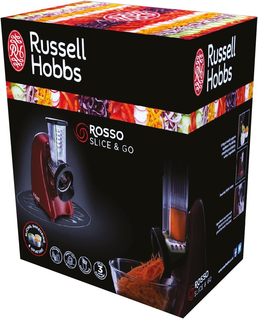 Russell Hobbs Schnitzelwerk Desire (3 Reibeeinsätze: Grob & Fein, Scheiben), 200W & Stabmixer 3-in-1
