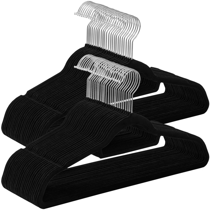 SONGMICS Kleiderbügel, 50 Stück, je 0,6 cm dick, Anzugbügel mit Rutschfester Oberfläche, Samt, mit Z