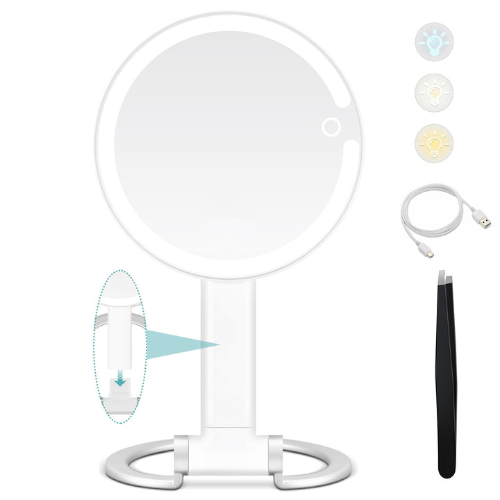B Beauty Planet Kosmetikspiegel mit Licht, 1x/20x Doppelseitiger Vergrösserungsspiegel mit Licht, 20