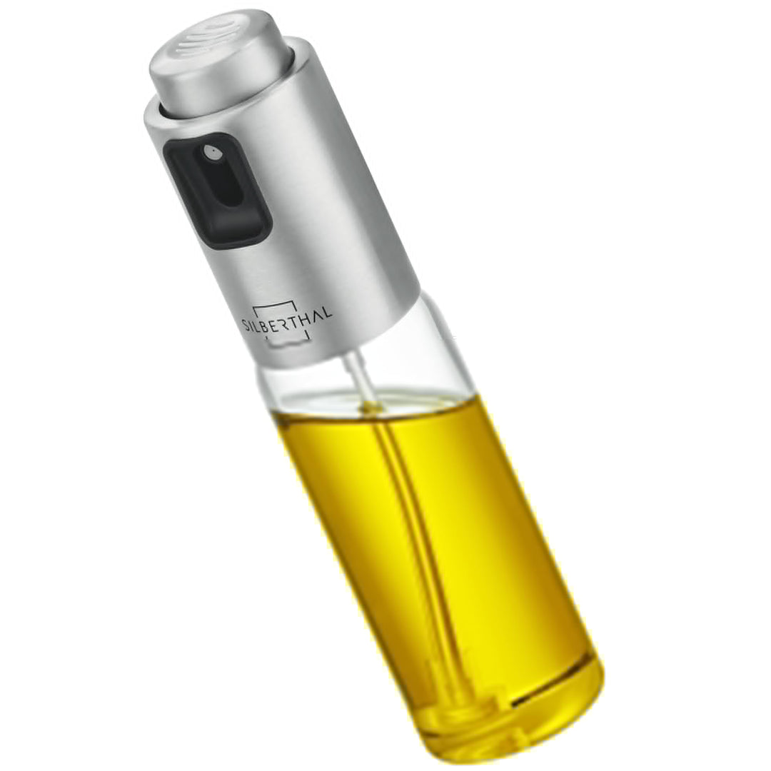 SILBERTHAL Ölsprüher 120 ml Glas – Sprühflasche für Speiseöl – 2 in 1 Essig & Ölspender – Gleichmäss