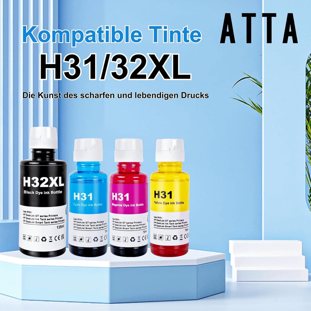 ATTA 31 32 XL Nachfülltinte für Smart Tank 7305 7005, Kompatibel Druckertinte 31 32XL für Smart Tank