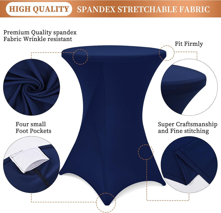 Showgeous 4er-Set Stretch Stehtisch Husse für Bistrotisch Ø 80-85 cm Cocktail Tisch-Überzug Husse, V