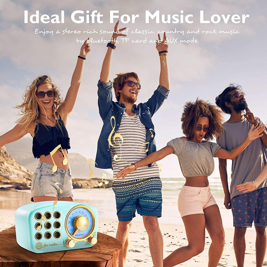 Radio Feegar Retro Bluetooth Lautsprecher,Vintage FM Radio mit altmodischem klassischem Stil,Starke