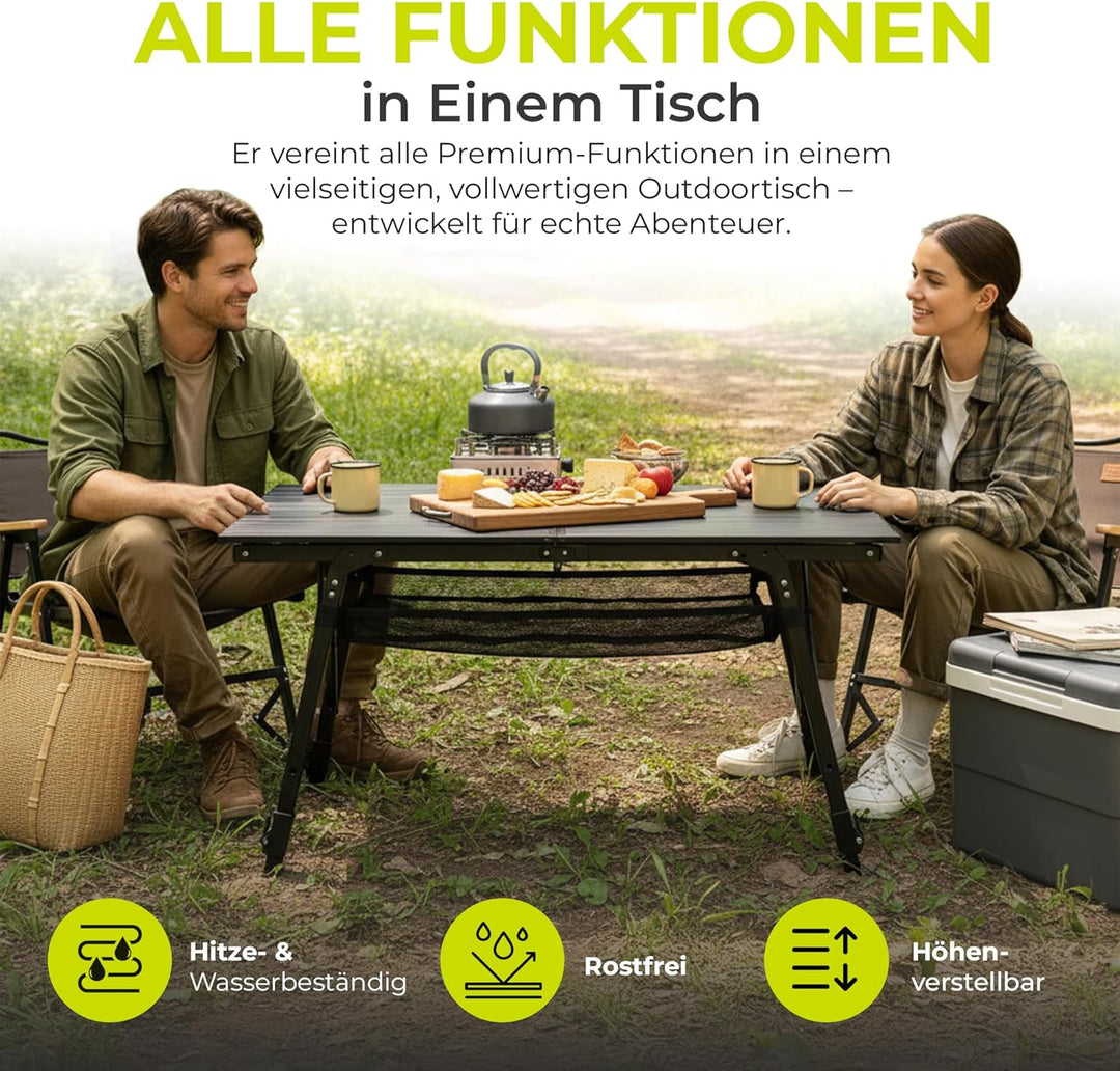Werkfox Camping-Tisch Klapptisch Klappbarer Multifunktionstisch Mehrzwecktisch; Höhenverstellbarer F