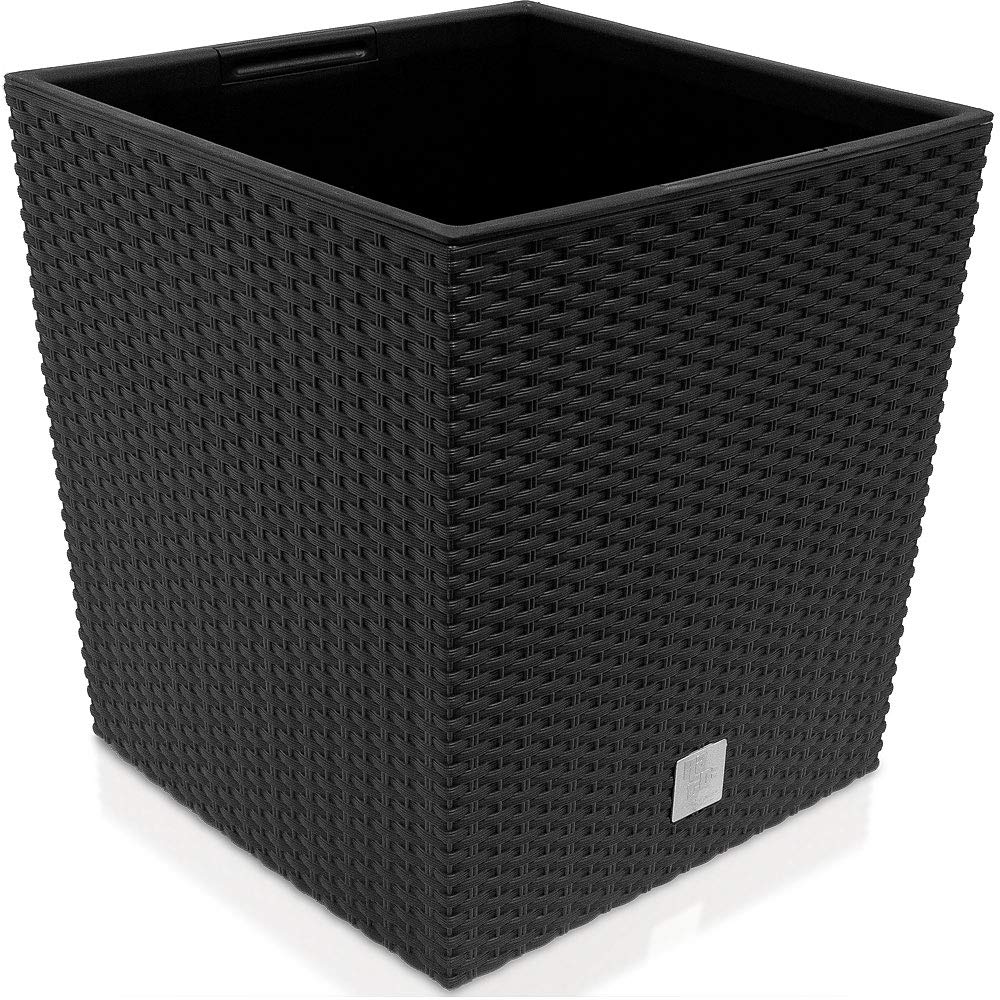 Deuba Blumentopf 64L Innentopf Mit Griffen Wetterfest Rattanoptik Innen- Und Aussenbereich Übertopf