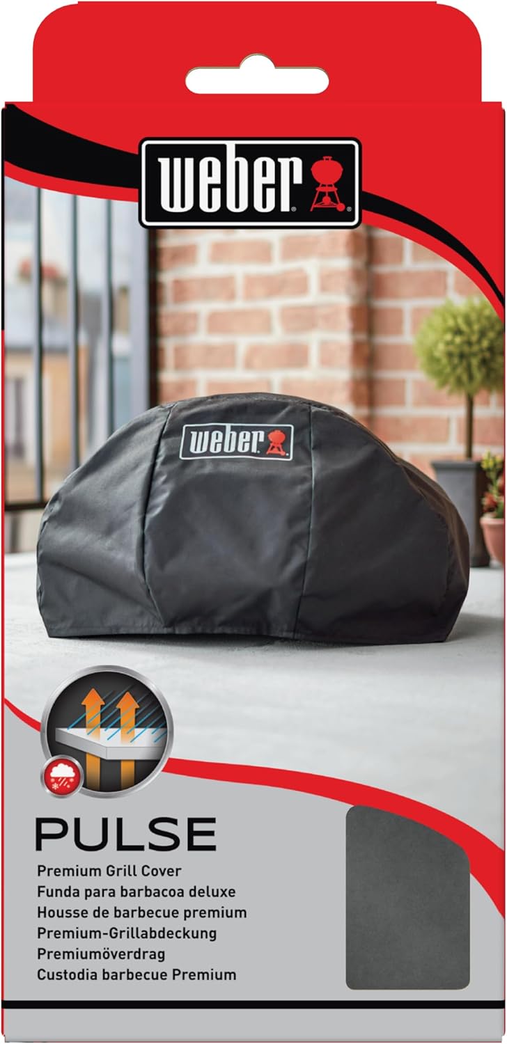 Weber Premium Grill Bonnet Abdeckhaube für Pulse 1000, atmungsaktiv UV- & wasserbeständig, Schutz fo