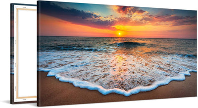 PICANOVA – Bild auf Leinwand Sonnenuntergang am Meer 100x50cm – Leinwandbild – Premium Leinwanddruck