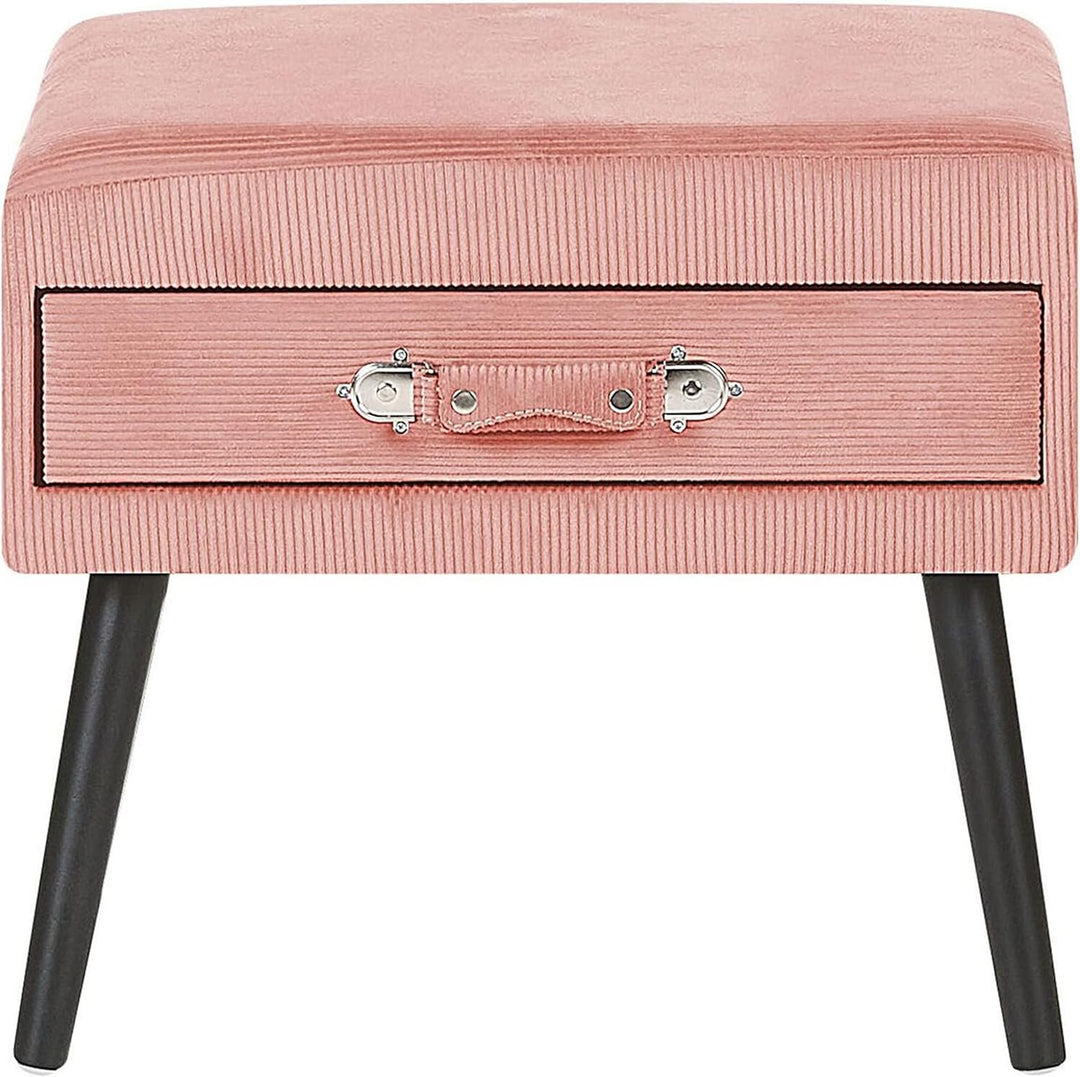 Lustiger Nachttisch 1 Schublade Koffer-Optik Cord rosa Eurostar