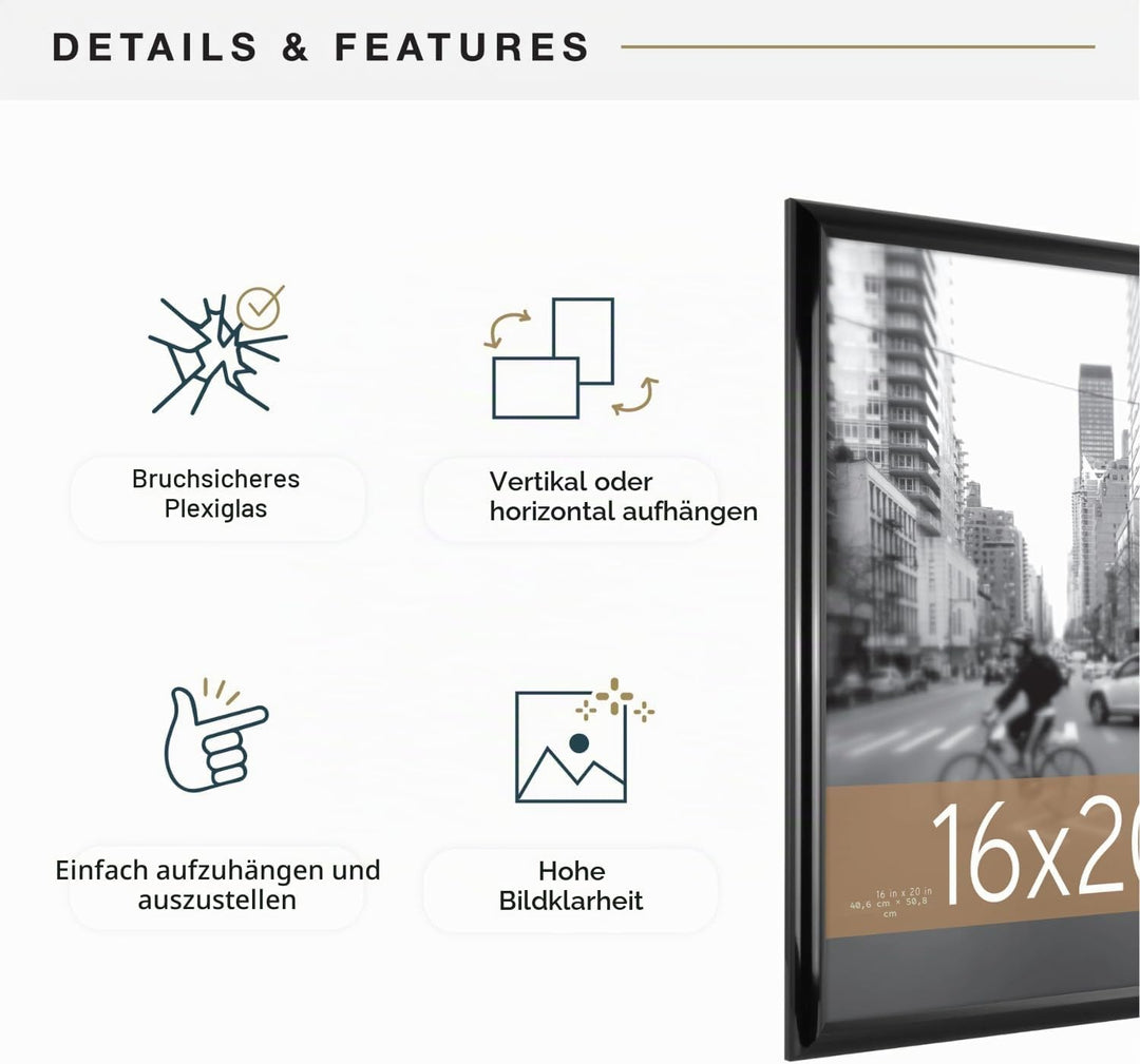 MCS Trendsetter Posterrahmen, 40,6 x 50,8 cm, Schwarz, 40,6 x 50,8 cm 16 x 20 in, 16 x 20 in
