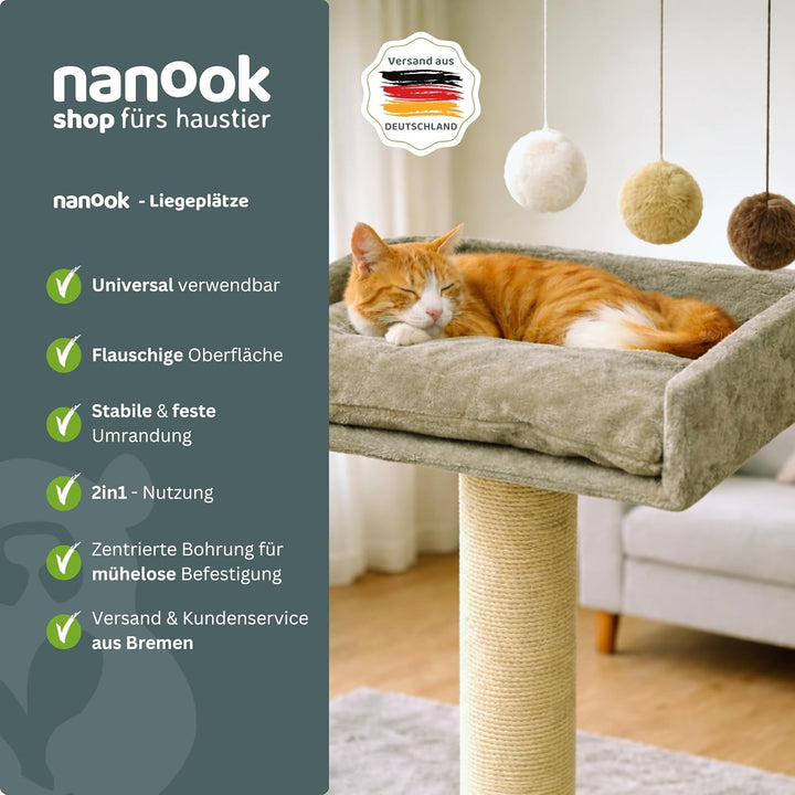 nanook Kratzbaum Liegeplatz Top für kräftige Katzen - Grösse XXL - 46 cm Ø - Beige Mandelbeige, Mand