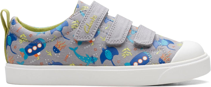 Clarks Jungen City Vibe KSneaker 27 EU Weit Grey Combi, 27 EU Weit Grey Combi