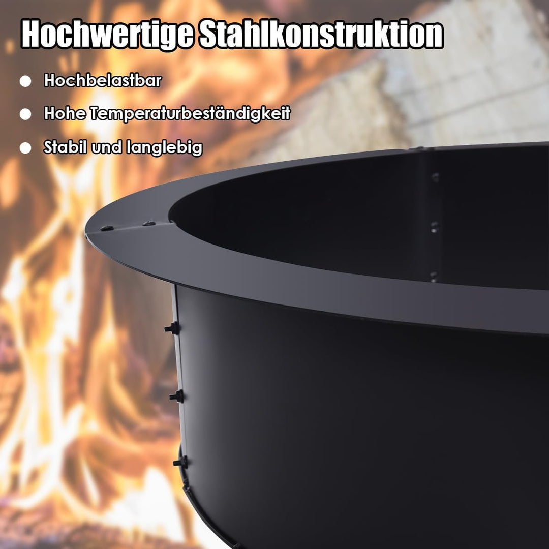 COSTWAY Feuerschale, 92 cm aussen 77 cm innen, Feuerschalen für den Garten, runde Feuerstelle Outdoo