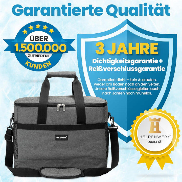 HELDENWERK Kühltasche gross faltbar – Kühlbox bis zu 12h Kühlleistung auslaufsicher &amp; wasserdicht –