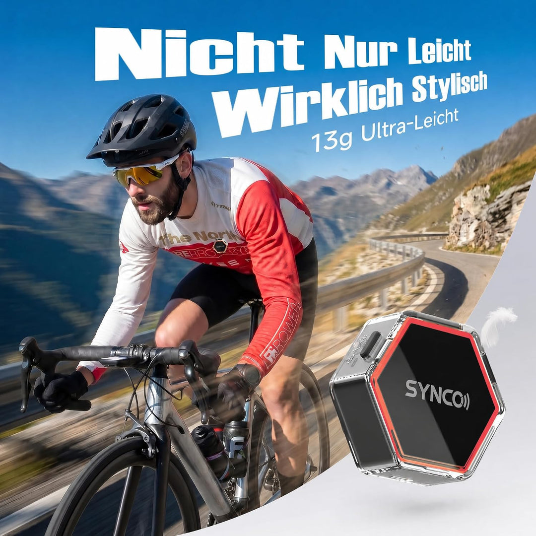 SYNCO G4 Kabelloses Lavalier-Mikrofon für iPhone7-17/Android/Kamera, 2,4 GHz Dual-Channel, 20 h Akku