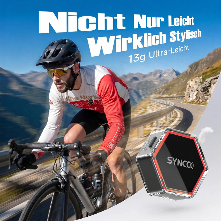 SYNCO G4 Kabelloses Lavalier-Mikrofon für iPhone7-17/Android/Kamera, 2,4 GHz Dual-Channel, 20 h Akku