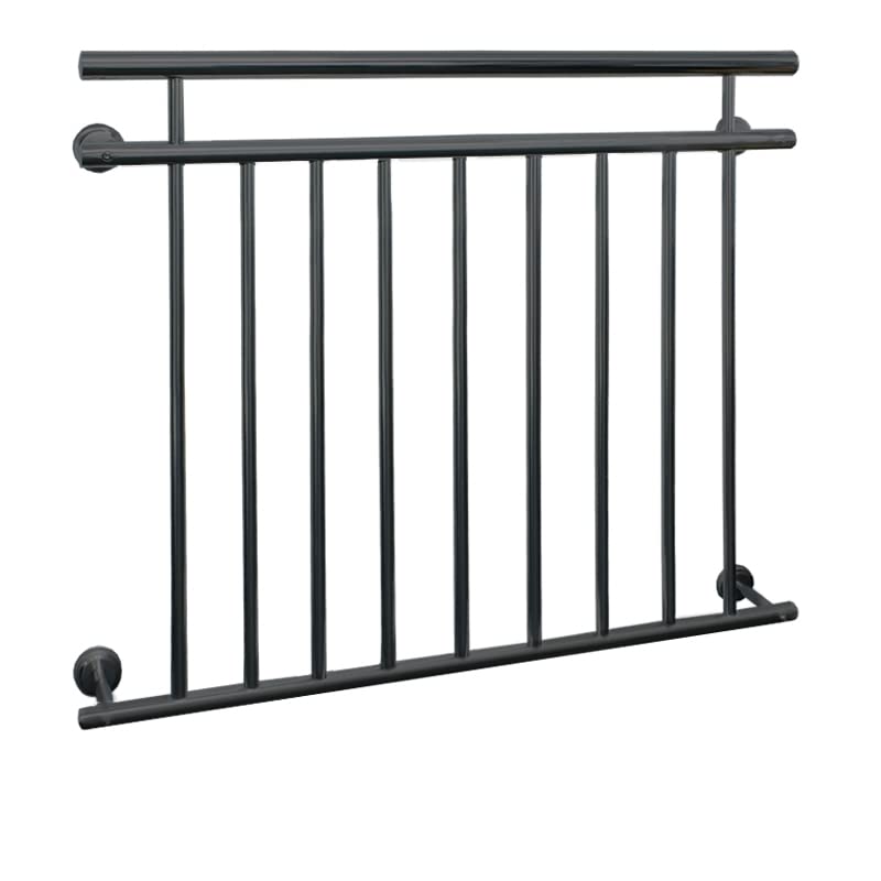 ECD Germany Französischer Balkon 128 x 90 cm | mit 9 Füllstäben | Anthrazit | matt und rau | aus pul