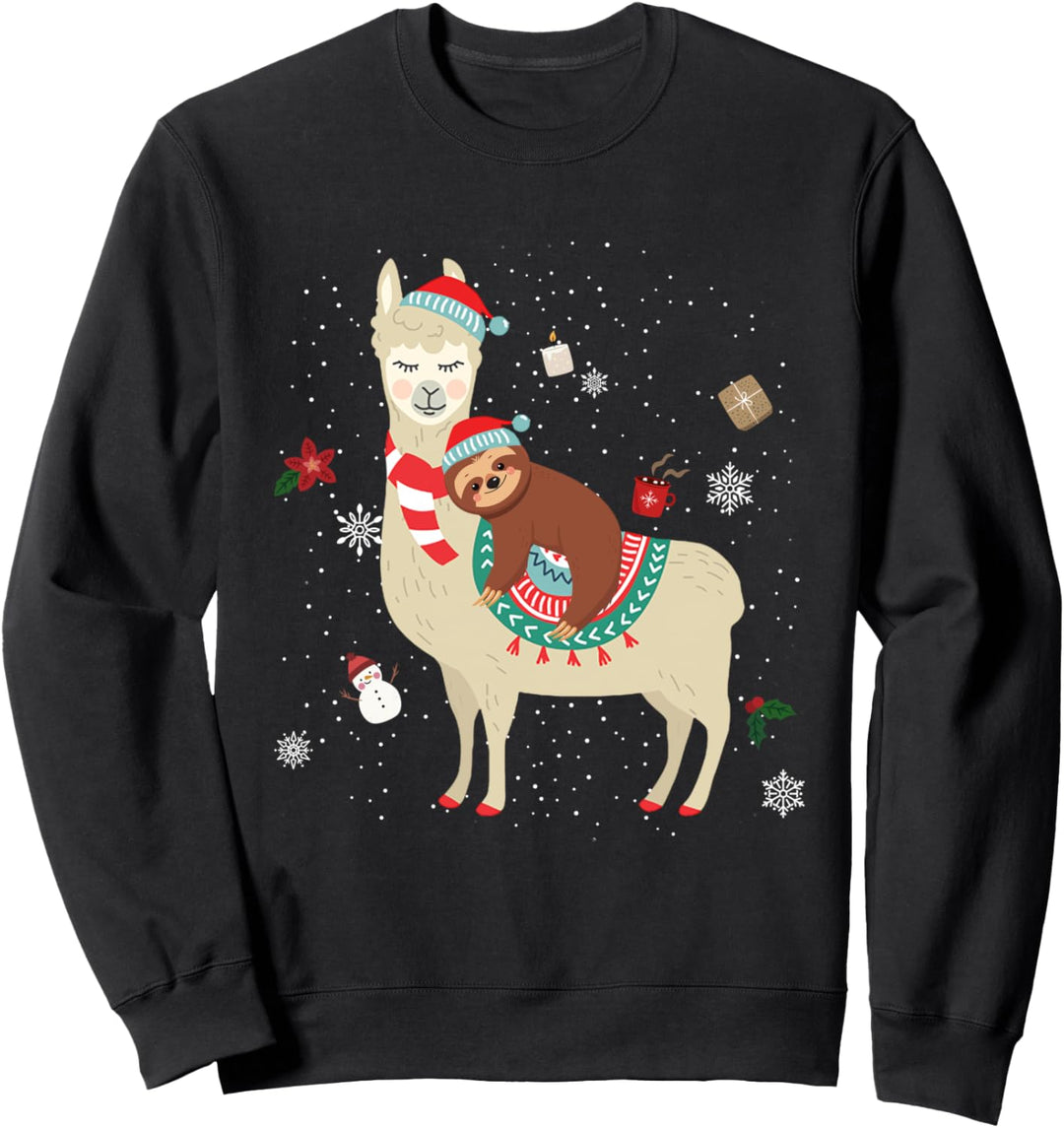 Faultier & Alpaka Weihnachten Schlafshirt Xmas Geschenk Lama Sweatshirt