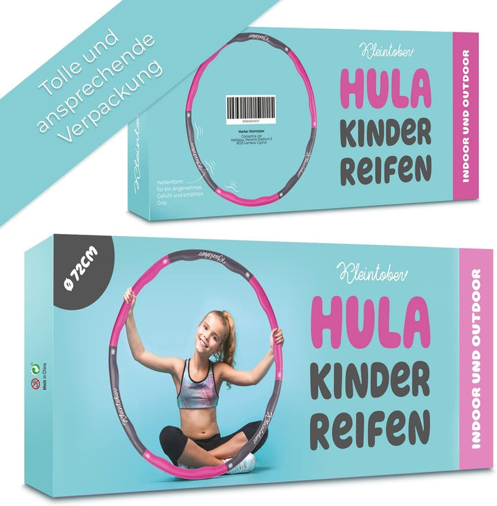 KLEINTOBER Premium Hula für Kinder & schlanke Erwachsene Set mit Übungsanleitung Gymnastik Hoola Hoo