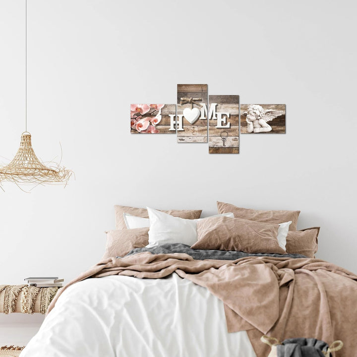 Runa Art Bild Modern Home - Made in Germany - Wandbilder Holzoptik Beige Rosa 4 Teilig 031042a 100 x