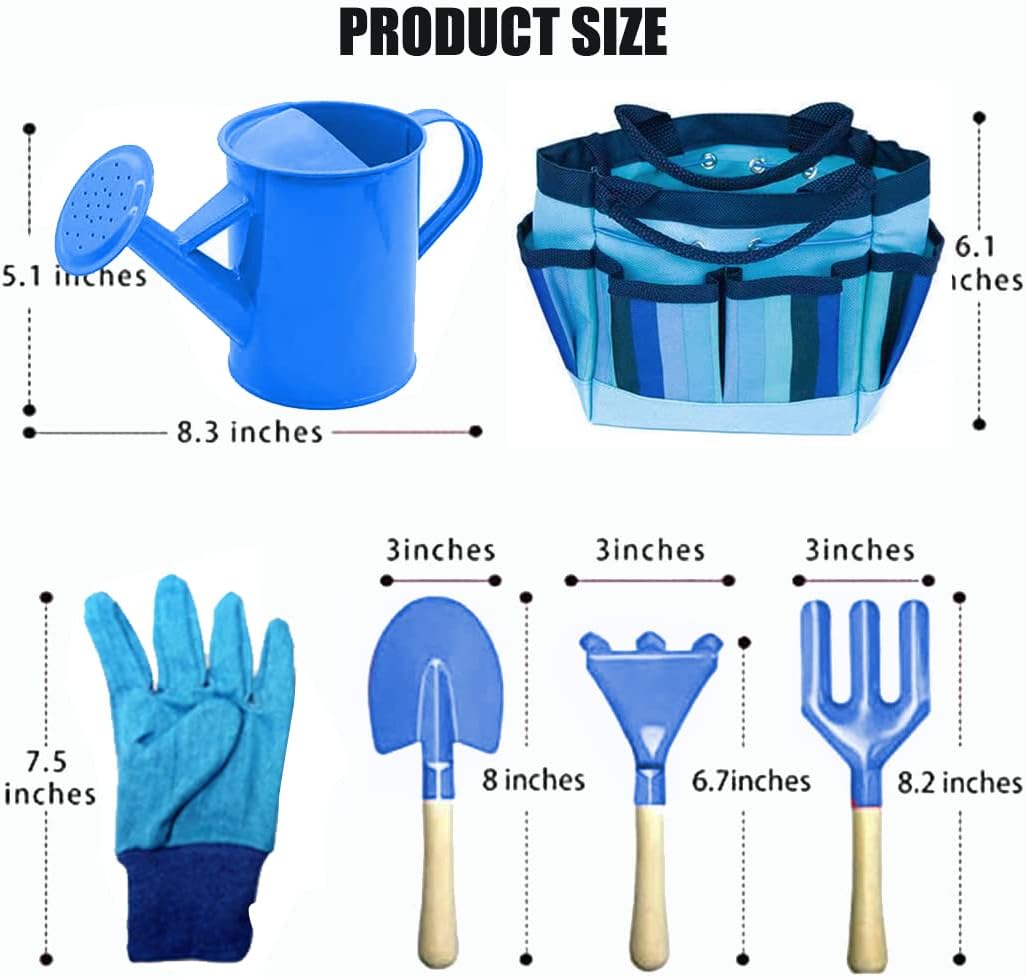 Evelure Gartenwerkzeug-Set für Kinder, Gartenwerkzeug-Set 6-teilig für Kinder mit Giesskanne, Garten