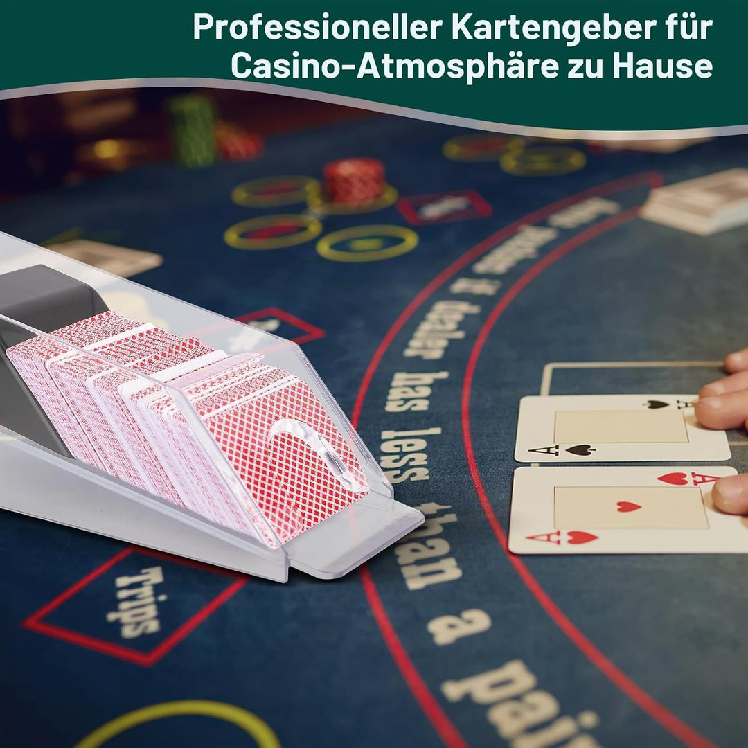 Blackjack Dealing Shoe, Clear Acryl Kartenschlitten für Spielkarten, Kartenspender Kartenmischmaschi