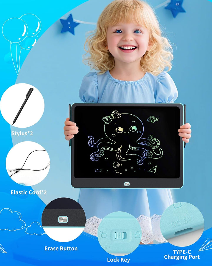 Wiederaufladbares 40,6 cm LCD-Schreibtablett, grosses buntes Zeichentablett, Doodle Board für Kinder
