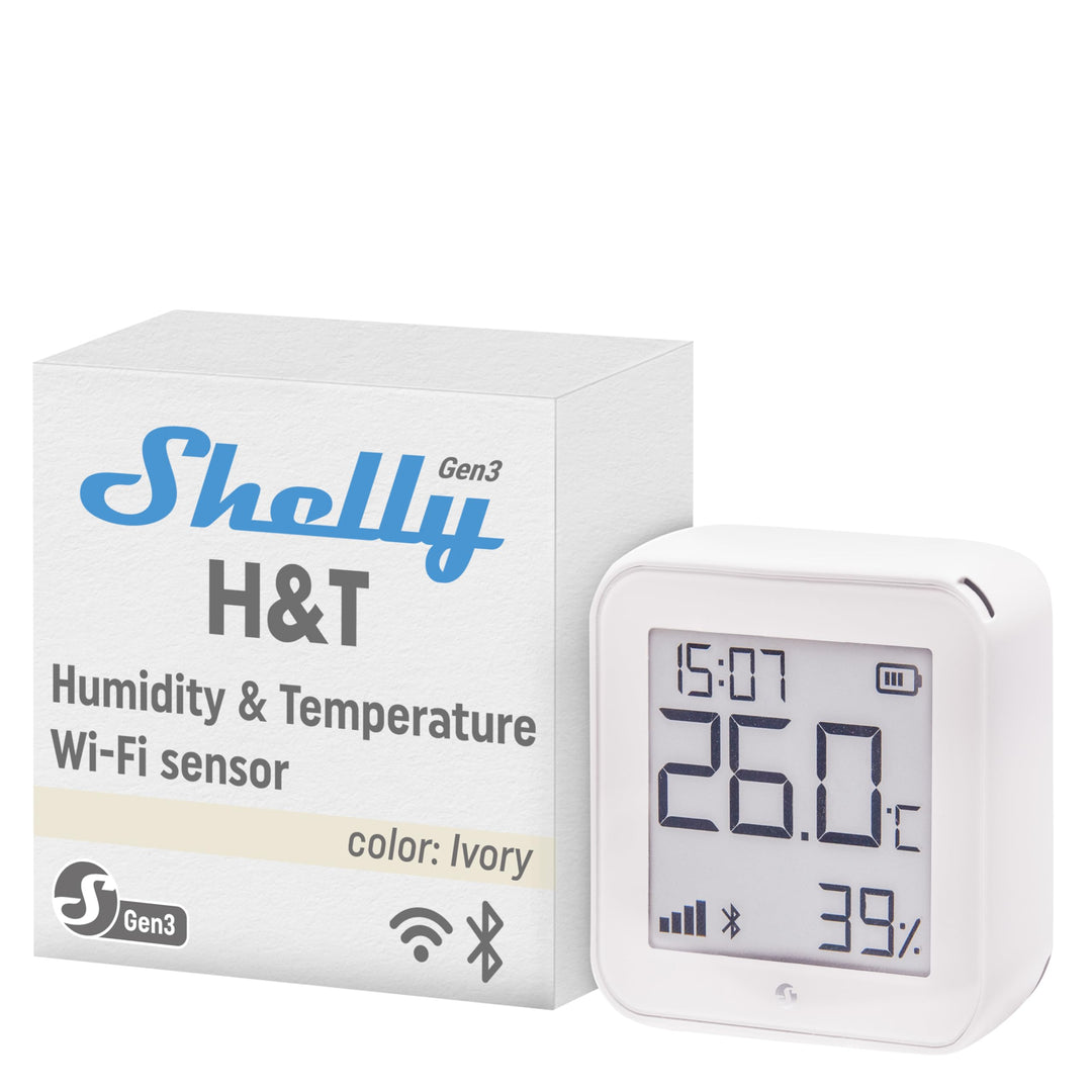Shelly H&T Gen 3 Ivory | Wi-Fi und Bluetooth Temperatur & Luftfeuchtigkeitssensor | Hausautomatisier