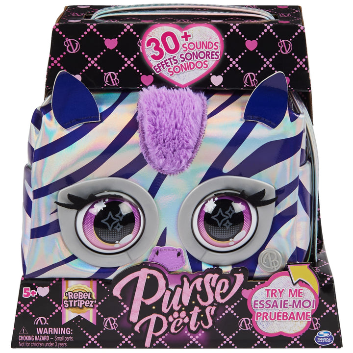 Purse Pets Metallic Magic Rebel Stripez Zebra - interaktive Kindertasche, die mit mehr als 30 Geräus