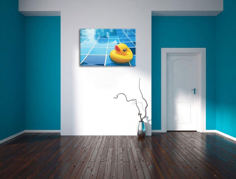 Quietsche Ente im Bad Format: 100x70 auf Leinwand, XXL riesige Bilder fertig gerahmt mit Keilrahmen,