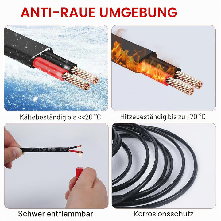AOHEWEI 2 × 0,75 mm² flaches zweiadriges Doppelkabel 2 Leiter elektrischer Kupferdraht 5V 12V 24V 60