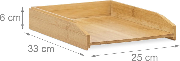Relaxdays, Natur Dokumentenablage, stapelbar, DIN A4 Papier, Büro, Schreibtisch, Briefablage aus Bam