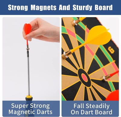 Magnetisch Dartscheibe Kinder mit 12 Sicheren Darts，Doppelseitige Dartboard Geschenke für Kinder 4 5
