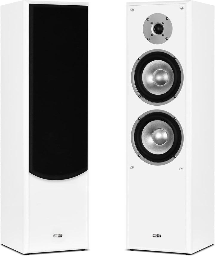 mohr 1 Paar Standlautsprecher SL10, Weiss Lautsprecherboxen, HiFi Klang zum günstigen Preis, weiss
